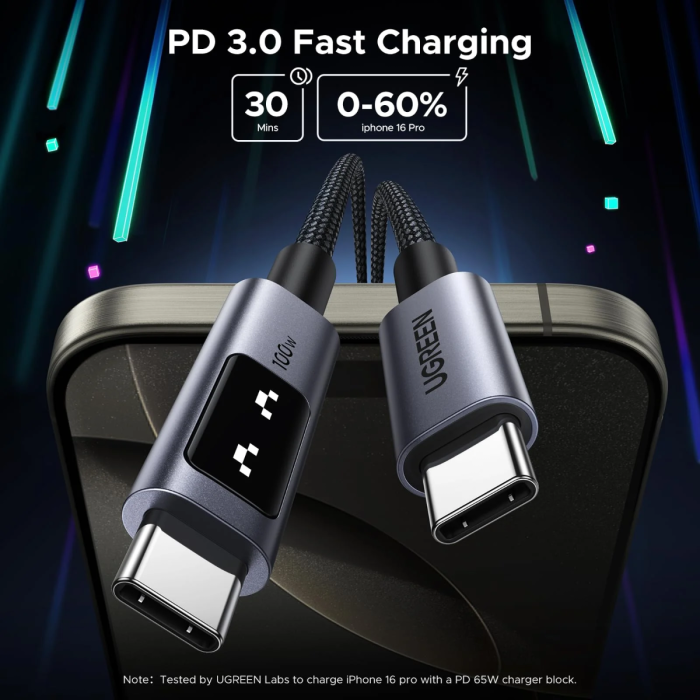 Ugreen Uno USB-C na USB-C polnilni kabel 100W, 1M UGREEN Ugreen Uno USB-C na USB-C polnilni kabel 100W, 1M