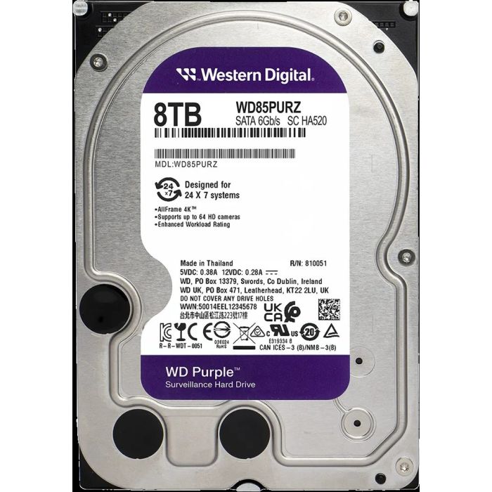 WD 8TB Purple 3,5 SATA 6Gb/s 5640rpm 256MB HDD disk WD WD 8TB Purple 3,5 SATA 6Gb/s 5640rpm 256MB HDD disk
