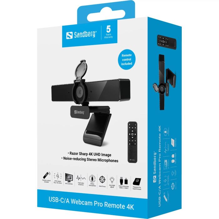 Sandberg USB-C/A Webcam Pro Remote 4K SANDBERG Sandberg USB-C/A Webcam Pro Remote 4K