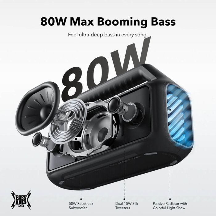 Anker Soundcore BOOM 2 prenosni Bluetooth zvočnik, črn ANKER Anker Soundcore BOOM 2 prenosni Bluetooth zvočnik, črn