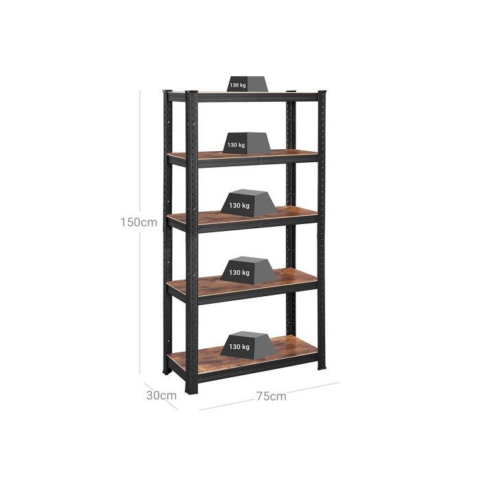 SONGMICS Regal 30 x 75 x 150 cm rjavo-črna, GLR030B01 SONGMICS SONGMICS Regal 30 x 75 x 150 cm rjavo-črna, GLR030B01