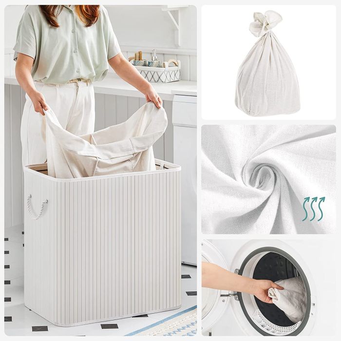 SONGMICS Košara za perilo White 3 x 50L bela, LCB091W01 SONGMICS SONGMICS Košara za perilo White 3 x 50L bela, LCB091W01