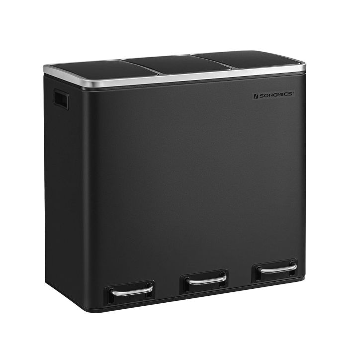 SONGMICS koš za ločevanje odpadkov 3x 18L črn, LTB54BK SONGMICS SONGMICS koš za ločevanje odpadkov 3x 18L črn, LTB54BK