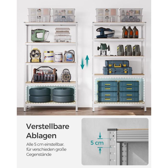 SONGMICS Regal 60 x 120 x 200 cm rjavo-srebrno,GLR060E01 SONGMICS SONGMICS Regal 60 x 120 x 200 cm rjavo-srebrno,GLR060E01