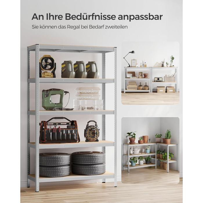 SONGMICS Regal 60 x 120 x 200 cm rjavo-srebrno,GLR060E01 SONGMICS SONGMICS Regal 60 x 120 x 200 cm rjavo-srebrno,GLR060E01