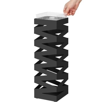 SONGMICS Kovinsko stojalo za dežnike s kljukicami in posodo za kapljice LUC16B SONGMICS Kovinsko stojalo za dežnike s kljukicami in posodo za kapljice LUC16B