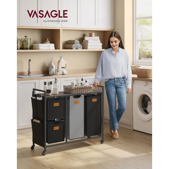 VASAGLE košara za perilo črna 4/1 150L VASAGLE VASAGLE košara za perilo črna 4/1 150L
