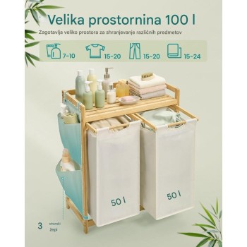 SONGMICS košara za perilo črna 2/1 100L SONGMICS košara za perilo črna 2/1 100L