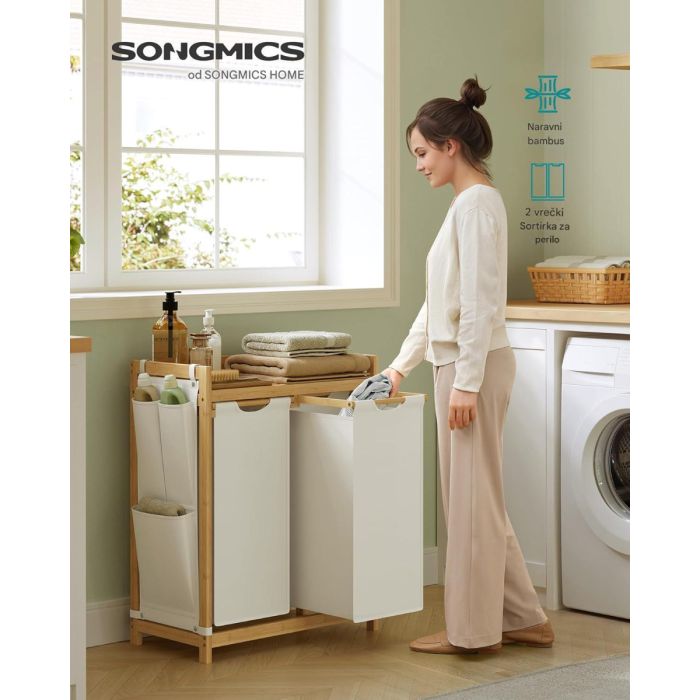 SONGMICS košara za perilo črna 2/1 100L SONGMICS SONGMICS košara za perilo črna 2/1 100L