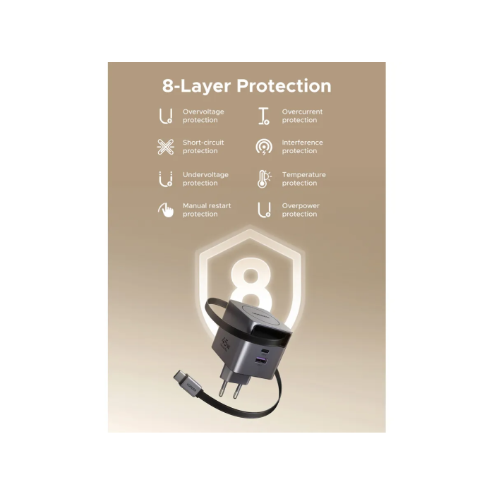 Ugreen Retractable 45W GaN USB-C polnilec UGREEN Ugreen Retractable 45W GaN USB-C polnilec