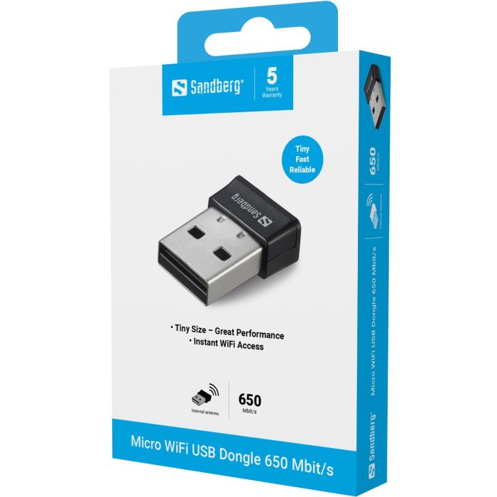 Sandberg Micro Wifi brezžična USB mrežna kartica 650 Mbit/s SANDBERG Sandberg Micro Wifi brezžična USB mrežna kartica 650 Mbit/s