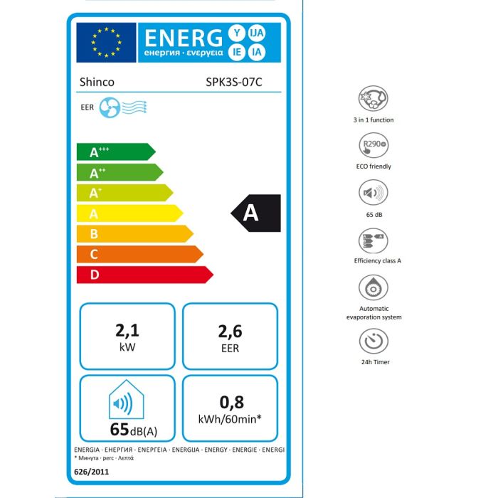 SHE SHINCO prenosna klimatska naprava 7000 BTU z vključenim tesnilom za okno SHE SHE SHINCO prenosna klimatska naprava 7000 BTU z vključenim tesnilom za okno