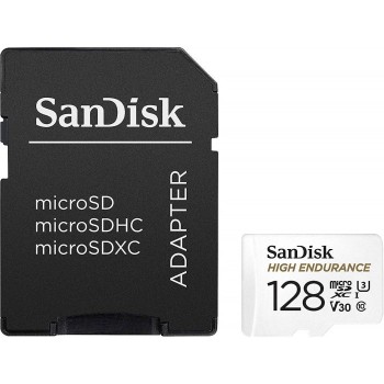SanDisk High Endurance video microSDHC 128GB + SD Adapter Full HD / 4K video, do 100/40 MB/s C10, U3
