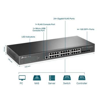TP-LINK JetStream TL_SG3428X 24-Port Gigabit L2+ Switch × 4 10GE SFP+ slot TP-LINK JetStream TL_SG3428X 24-Port Gigabit L2+ Switch × 4 10GE SFP+ slot