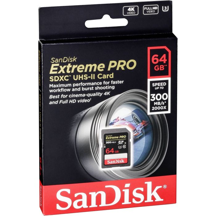 SanDisk Extreme PRO 64GB SDXC do 300MB/s, UHS-II, Class 10, U3, V90 SANDISK SanDisk Extreme PRO 64GB SDXC do 300MB/s, UHS-II, Class 10, U3, V90