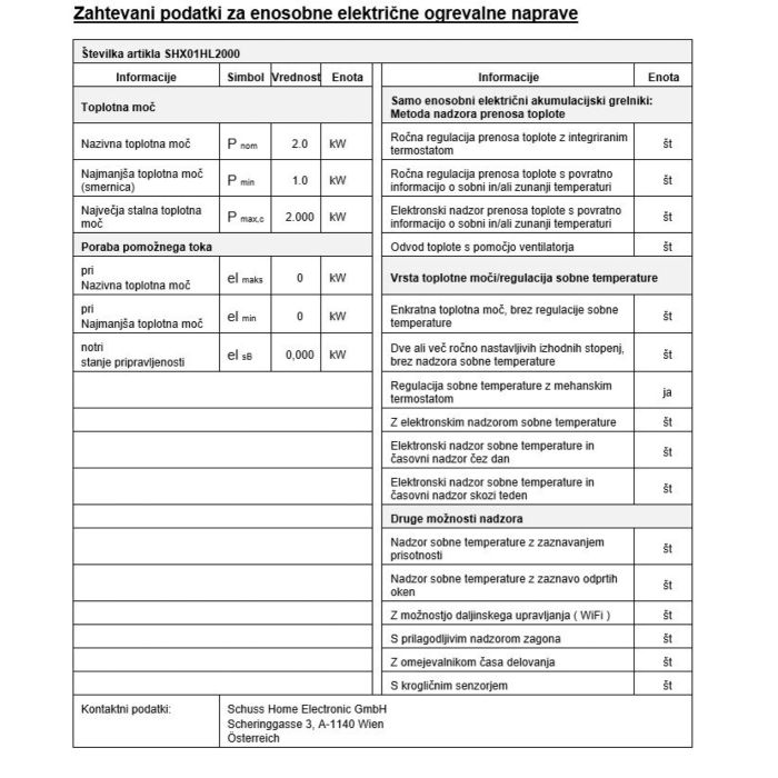 SHE ventilatorski grelnik - kalorifer z zaščito pred nagibanjem 2000W