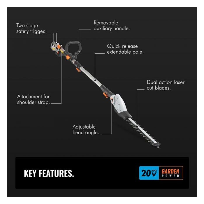 VonHaus akumulatorske teleskopske škarje za grmičevje G-Series VONHAUS VonHaus akumulatorske teleskopske škarje za grmičevje G-Series