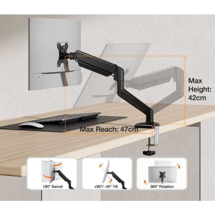 VonHaus enojni namizni nosilec do diagonale 32 plinska vzmet 3000914 VONHAUS VonHaus enojni namizni nosilec do diagonale 32 plinska vzmet 3000914