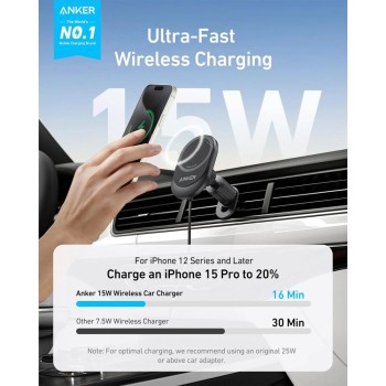 Anker MagGo brezžični avtopolnilec z vgrajenim USB-C kablom, 15W Anker MagGo brezžični avtopolnilec z vgrajenim USB-C kablom, 15W