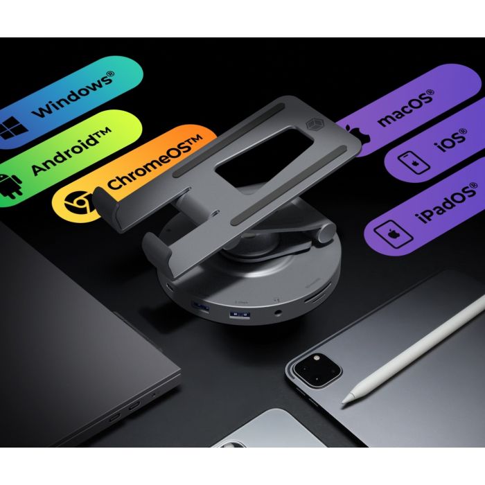 IcyBox IB-TH100-DK vrtljiv nosilec za tablico ali telefon z USB-C priključkom