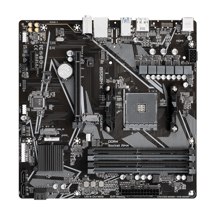 GIGABYTE B550M K, DDR4, SATA3, USB3.2Gen1, DP, AM4 mATX