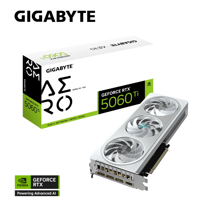 Grafična kartica GIGABYTE GeForce RTX 5060 Ti AERO OC 16G, 16GB GDDR7, PCI-E 5.0 GIGABYTE Grafična kartica GIGABYTE GeForce RTX 5060 Ti AERO OC 16G, 16GB GDDR7, PCI-E 5.0