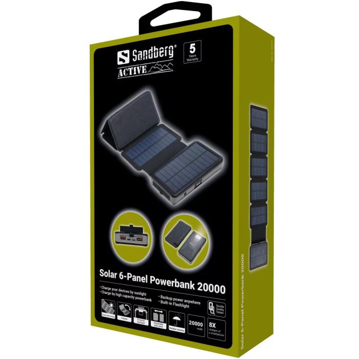 Sandberg Solar 6-Panel Powerbank 20000 mAh solarna prenosna baterija