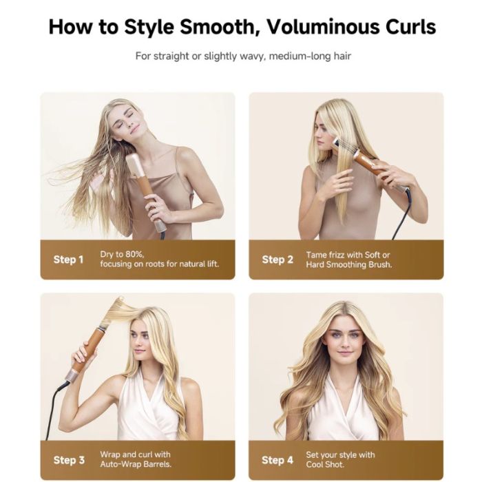 Dreame Airstyle Pro sušilnik in oblikovalec las s 7 nastavki, rjavi