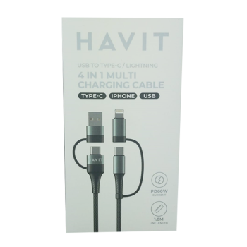 HAVIT kabel za polnjenje 4v1 USB / USB-C na USB-C / Lightning, 1M HAVIT kabel za polnjenje 4v1 USB / USB-C na USB-C / Lightning, 1M