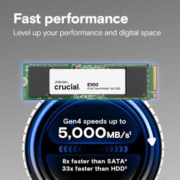 Crucial E100 2TB PCIe Gen4 NVMe 2280 M.2 SSD