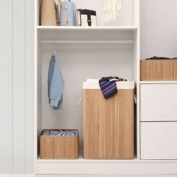 SONGMICS Košara za perilo Bamboo 72L 40 x 30 x 60 cm naravna, LCB10Y