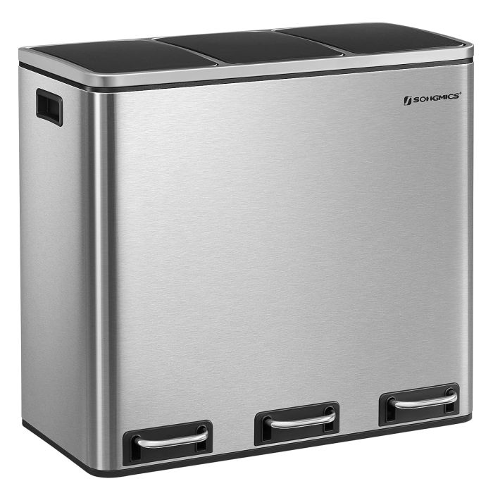 SONGMICS koš za ločevanje odpadkov 3x 18L srebrno črn, LTB54NL SONGMICS SONGMICS koš za ločevanje odpadkov 3x 18L srebrno črn, LTB54NL