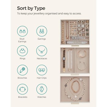 SONGMICS škatla za nakit triplastna JBC239WT