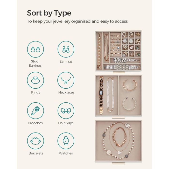SONGMICS škatla za nakit triplastna JBC239WT SONGMICS SONGMICS škatla za nakit triplastna JBC239WT