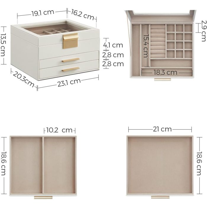 SONGMICS škatla za nakit triplastna JBC239WT SONGMICS SONGMICS škatla za nakit triplastna JBC239WT