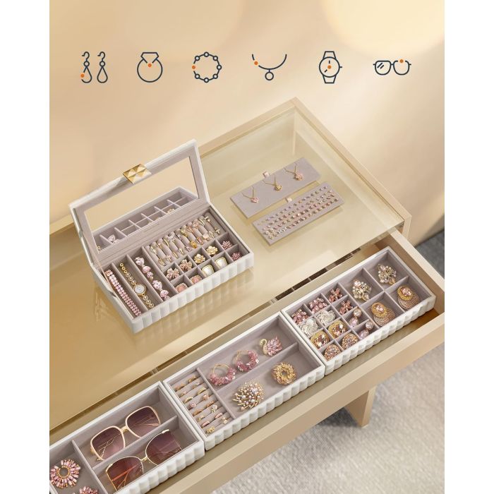 SONGMICS škatla za nakit kovček z ogledalom SONGMICS SONGMICS škatla za nakit kovček z ogledalom