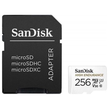 SanDisk High Endurance video microSDHC 256GB + SD Adapter Full HD / 4K video, do 100/40 MB/s C10, U3