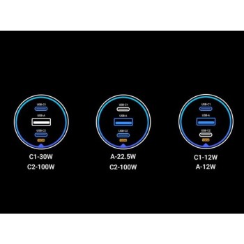 Ugreen 130W 3-portni avtomobilski polnilec