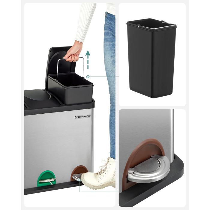 SONGMICS koš za ločevanje odpadkov 45L LTB45L SONGMICS SONGMICS koš za ločevanje odpadkov 45L LTB45L
