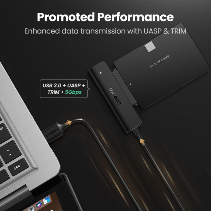 Ugreen adapter HDD SSD 2.5 SATA III 3.0 - USB 3.2 Gen 1 (USB 5 Gbps) UGREEN Ugreen adapter HDD SSD 2.5 SATA III 3.0 - USB 3.2 Gen 1 (USB 5 Gbps)