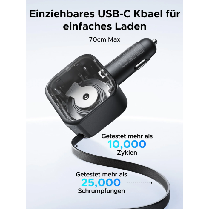 Ugreen 60W avtopolnilec z vgrajenim USB-C kablom