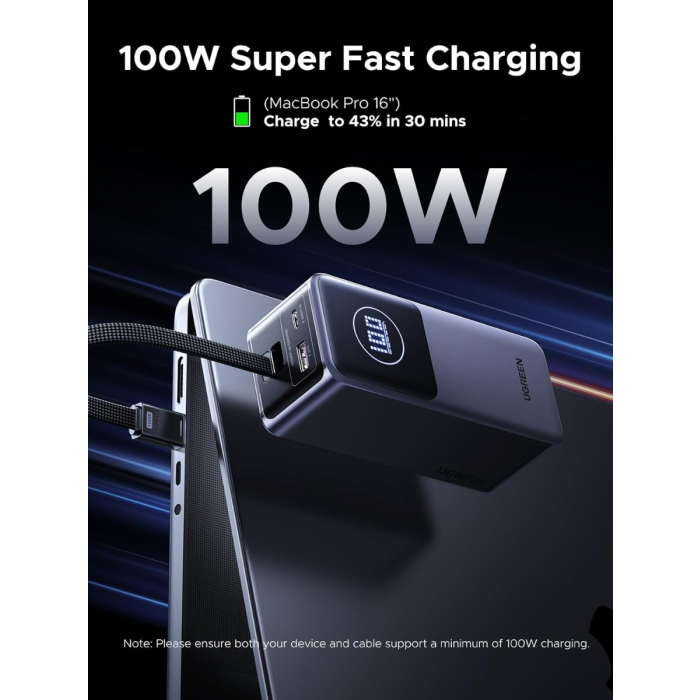 Ugreen prenosna polnilna baterija 12.000mAh, 100W