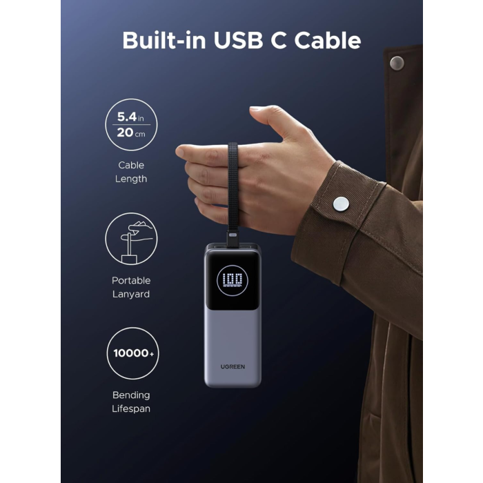 Ugreen prenosna polnilna baterija 12.000mAh, 100W