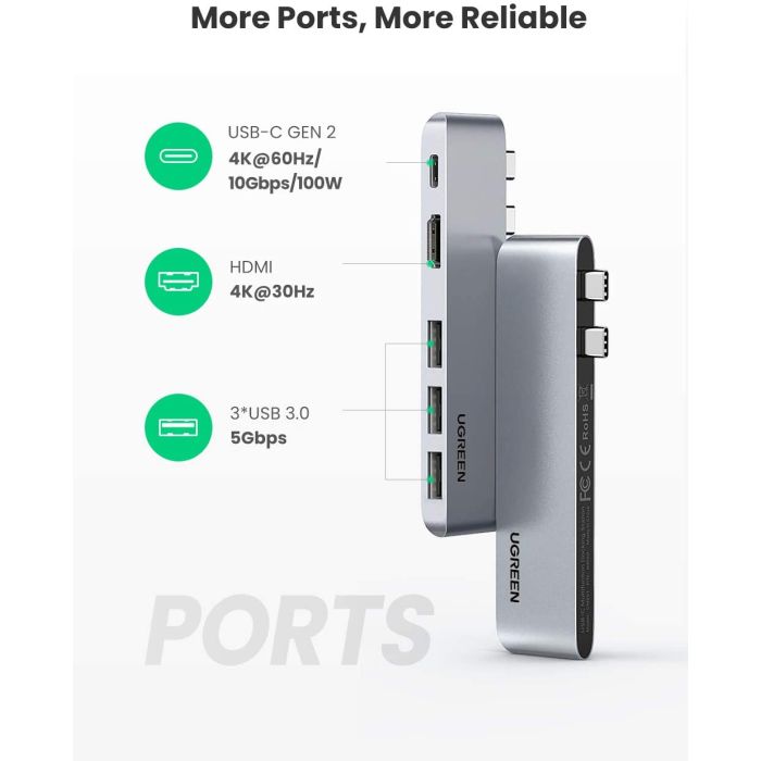 UGREEN USB-C Hub za MacBook (HDMI, USB-C, 2x USB 3.0) - box