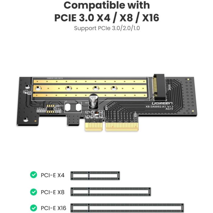 Ugreen M.2 PCIe NVME na PCIe 3.0 x4 x8 x16 adapter - box