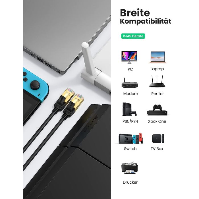 Ugreen Cat7 RJ45 gigabitni mrežni kabel 10 Gbps, 600 Mhz/s 3m