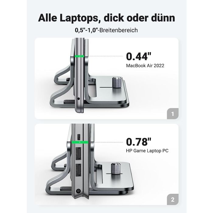 Ugreen vertikalno aluminijasto stojalo za prenosni računalnik, za MacBook Pro/Air, prenosnike, iPad