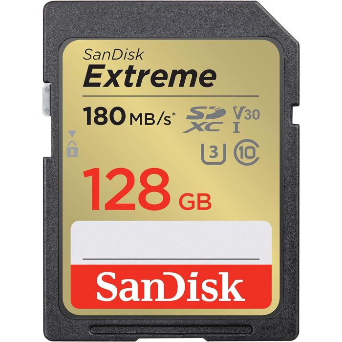 SanDisk Extreme PLUS 128GB SDHC Mspominska kartica 180MB/s in 90MB/s branje/pisanje, UHS-I, Class 10