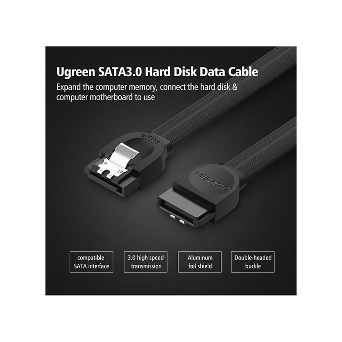 Ugreen SATA 3.0 kabel z ravnim priključkom 0,5M - polybag