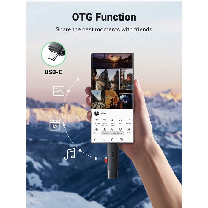 Ugreen USB 3.0 + USB-C OTG čitalec kartic